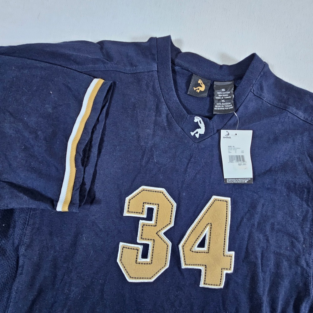 Shaq Jersey T-Shirt Mens XL Navy Gold 34 Dunkman Basketball Cotton New